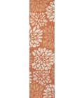 Zinnia Modern Floral Textured Weave Orange/Cream 2 ft. x 8 ft. Indoor/Outdoor Runner Rug
