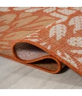 Zinnia Modern Floral Textured Weave Orange/Cream 5' Square Indoor/Outdoor Area Rug