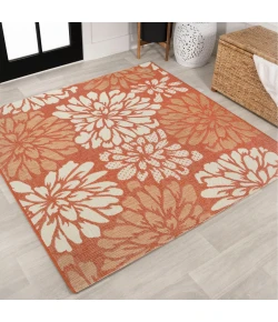 Jonathany Santa Monica SMB110E Orange/Cream Area Rug 5 ft. 3 in. X 5 ft. 3 in. Square