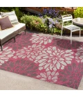 Zinnia Modern Floral Textured Weave Fuchsia/Light Gray 5 ft. x 8 ft. Indoor/Outdoor Area Rug
