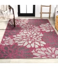 Zinnia Modern Floral Textured Weave Fuchsia/Light Gray 5 ft. x 8 ft. Indoor/Outdoor Area Rug