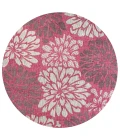 Zinnia Modern Floral Textured Weave Fuchsia/Light Gray 5' Round Indoor/Outdoor Area Rug