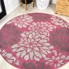 Jonathany Santa Monica SMB110F Fuchsia/Light Gray Area Rug 5 ft. 3 in. X 5 ft. 3 in. Round