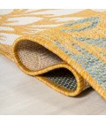 Zinnia Modern Floral Textured Weave Yellow/Cream 5' Square Indoor/Outdoor Area Rug