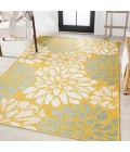 Zinnia Modern Floral Textured Weave Yellow/Cream 9 ft. x 12 ft. Indoor/Outdoor Area Rug