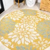 Jonathany Santa Monica SMB110G Yellow/Cream Area Rug 5 ft. 3 in. X 5 ft. 3 in. Round