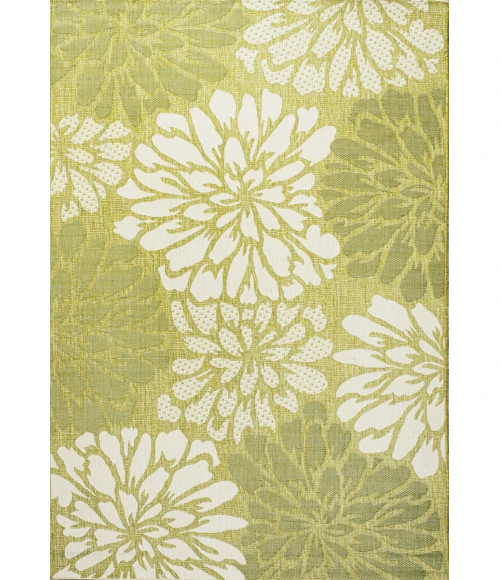 Zinnia Modern Floral Textured Weave Green/Cream 5 ft. x 8 ft. Indoor/Outdoor Area Rug