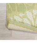 Zinnia Modern Floral Textured Weave Green/Cream 2 ft. x 10 ft. Indoor/Outdoor Runner Rug