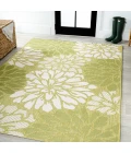 Zinnia Modern Floral Textured Weave Green/Cream 5 ft. x 8 ft. Indoor/Outdoor Area Rug