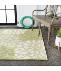 Zinnia Modern Floral Textured Weave Green/Cream 5 ft. x 8 ft. Indoor/Outdoor Area Rug