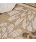 Zinnia Modern Floral Textured Weave Brown/Cream 2 ft. x 10 ft. Indoor/Outdoor Runner Rug