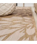 Zinnia Modern Floral Textured Weave Brown/Cream 2 ft. x 10 ft. Indoor/Outdoor Runner Rug