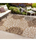 Zinnia Modern Floral Textured Weave Brown/Cream 3 ft. x 5 ft. Indoor/Outdoor Area Rug