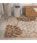 Zinnia Modern Floral Textured Weave Brown/Cream 3 ft. x 5 ft. Indoor/Outdoor Area Rug
