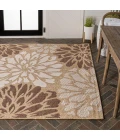Zinnia Modern Floral Textured Weave Brown/Cream 3 ft. x 5 ft. Indoor/Outdoor Area Rug