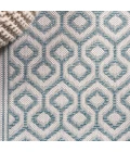 Marvao Diamond Trellis Teal/Gray 2 ft. x 10 ft. Indoor/Outdoor Runner Rug