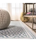 Marvao Diamond Trellis Teal/Gray 2 ft. x 10 ft. Indoor/Outdoor Runner Rug