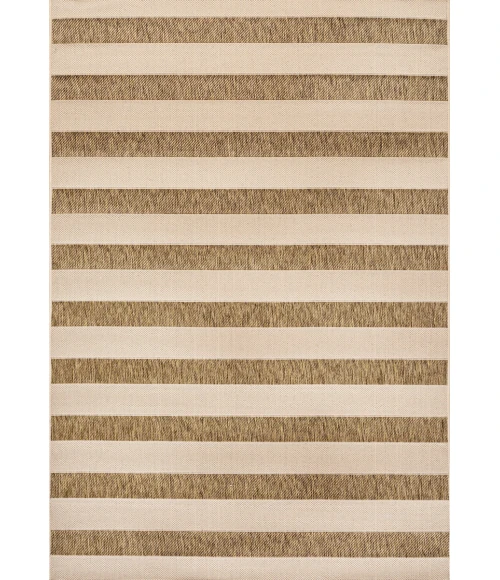 Aveiro Wide Stripe Beige/Brown 4 ft. x 6 ft. Indoor/Outdoor Area Rug