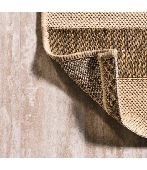 Aveiro Wide Stripe Beige/Brown 2 ft. x 8 ft. Indoor/Outdoor Runner Rug