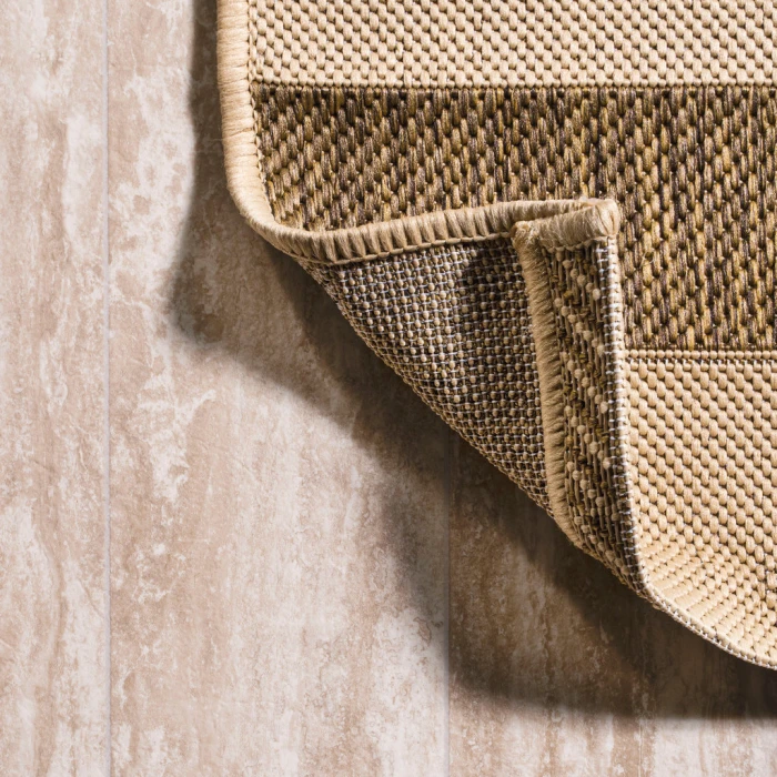 Aveiro Wide Stripe Beige/Brown 2 ft. x 8 ft. Indoor/Outdoor Runner Rug
