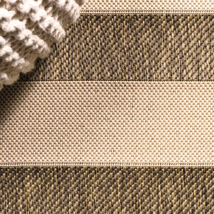Aveiro Wide Stripe Beige/Brown 2 ft. x 8 ft. Indoor/Outdoor Runner Rug