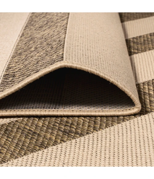 Aveiro Wide Stripe Beige/Brown 2 ft. x 8 ft. Indoor/Outdoor Runner Rug