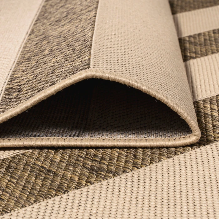 Aveiro Wide Stripe Beige/Brown 2 ft. x 8 ft. Indoor/Outdoor Runner Rug