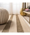 Aveiro Wide Stripe Beige/Brown 2 ft. x 8 ft. Indoor/Outdoor Runner Rug
