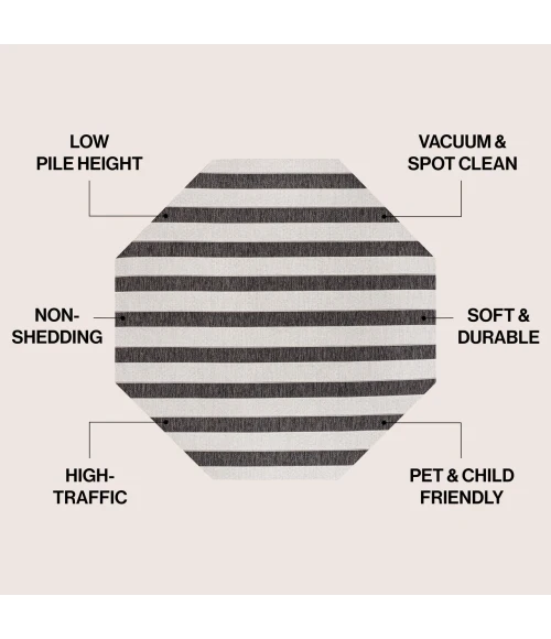 Jonathan Y SANTA MONICA Black SMB112B 5ft.-3in. Octagon Rug