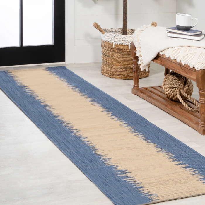 Tavira Modern Strie' Blue/Beige 3 ft. x 5 ft. Indoor/Outdoor Area Rug
