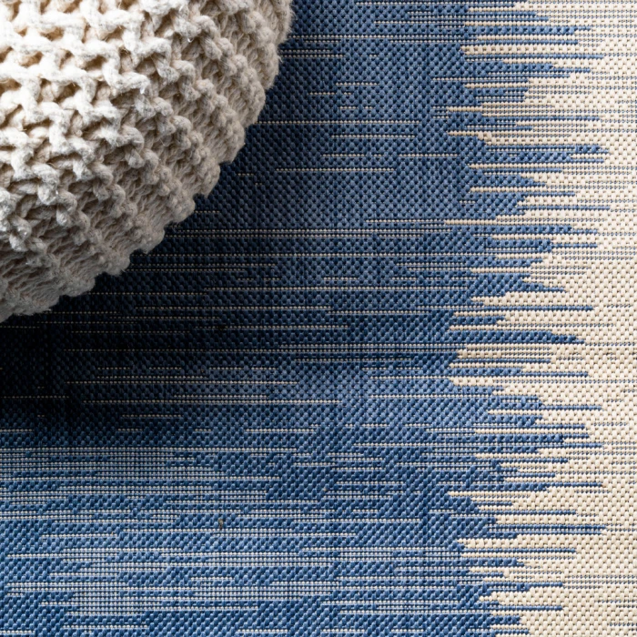 Tavira Modern Strie' Blue/Beige 3 ft. x 5 ft. Indoor/Outdoor Area Rug