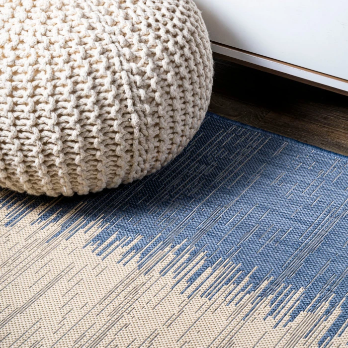 Tavira Modern Strie' Blue/Beige 3 ft. x 5 ft. Indoor/Outdoor Area Rug