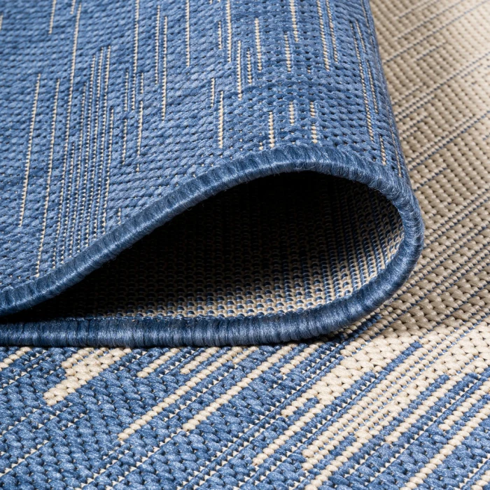 Tavira Modern Strie' Blue/Beige 3 ft. x 5 ft. Indoor/Outdoor Area Rug