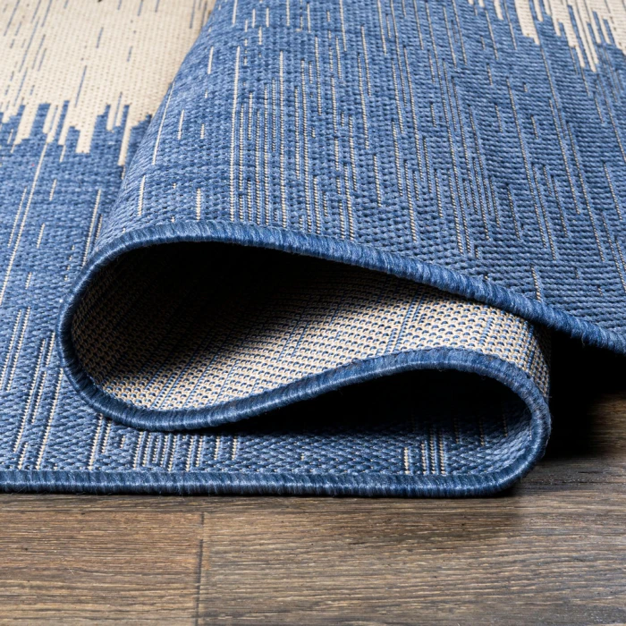 Tavira Modern Strie' Blue/Beige 3 ft. x 5 ft. Indoor/Outdoor Area Rug