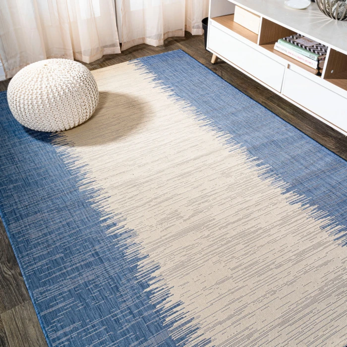 Tavira Modern Strie' Blue/Beige 3 ft. x 5 ft. Indoor/Outdoor Area Rug