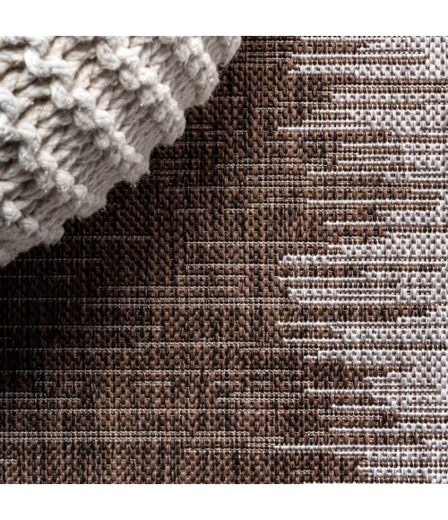 Tavira Modern Strie' Brown/Beige 3 ft. x 5 ft. Indoor/Outdoor Area Rug