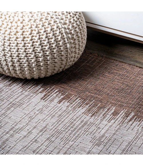 Tavira Modern Strie' Brown/Beige 3 ft. x 5 ft. Indoor/Outdoor Area Rug