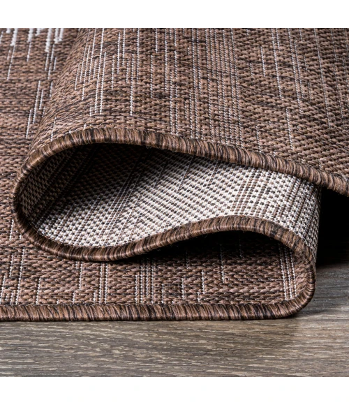 Tavira Modern Strie' Brown/Beige 3 ft. x 5 ft. Indoor/Outdoor Area Rug