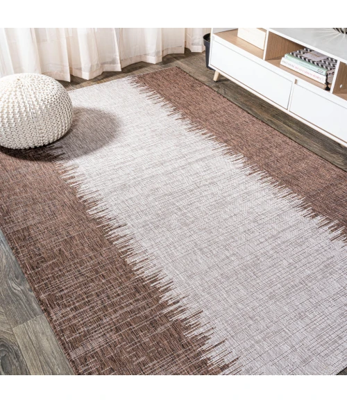 Tavira Modern Strie' Brown/Beige 3 ft. x 5 ft. Indoor/Outdoor Area Rug