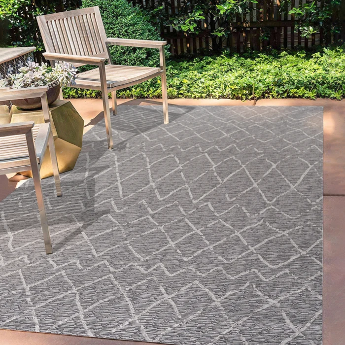 Madaba Moroccan Trellis Gray/Cream 5 ft. x 8 ft. Indoor/Outdoor Area Rug