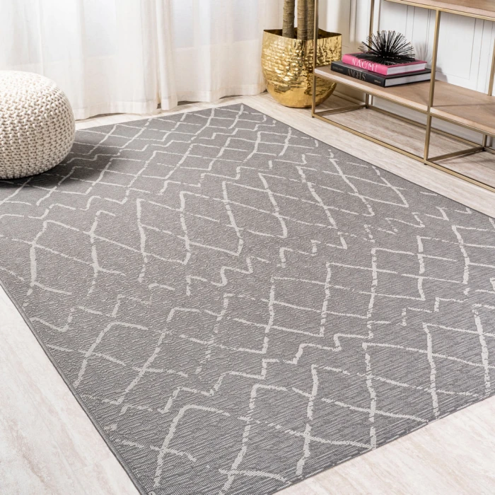Madaba Moroccan Trellis Gray/Cream 5 ft. x 8 ft. Indoor/Outdoor Area Rug