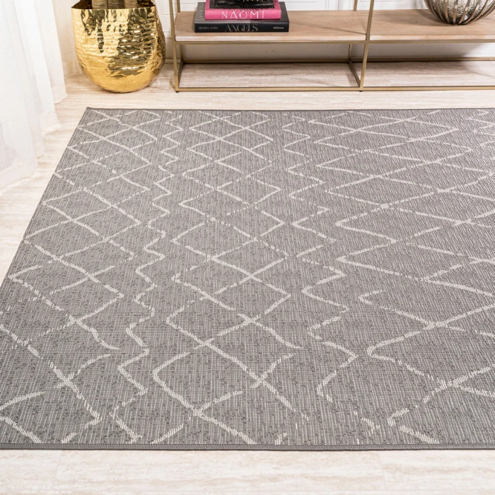 Madaba Moroccan Trellis Gray/Cream 5 ft. x 8 ft. Indoor/Outdoor Area Rug