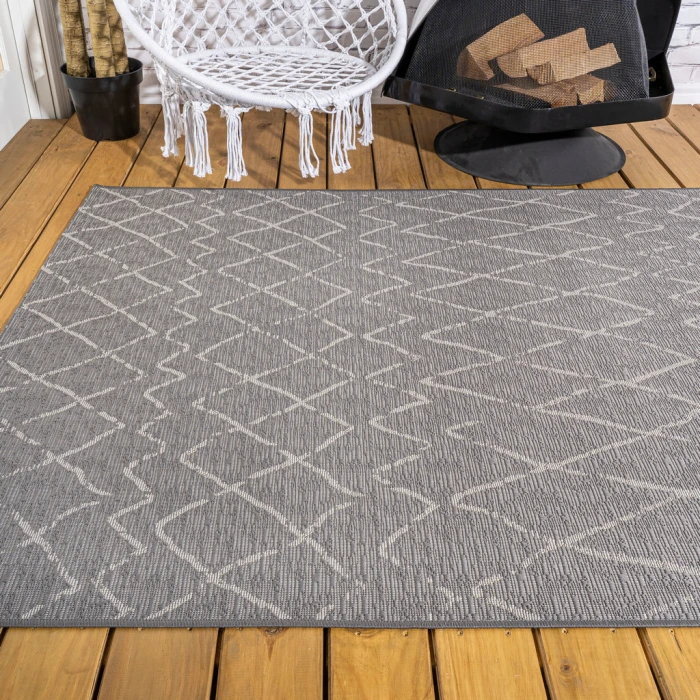 Madaba Moroccan Trellis Gray/Cream 5 ft. x 8 ft. Indoor/Outdoor Area Rug