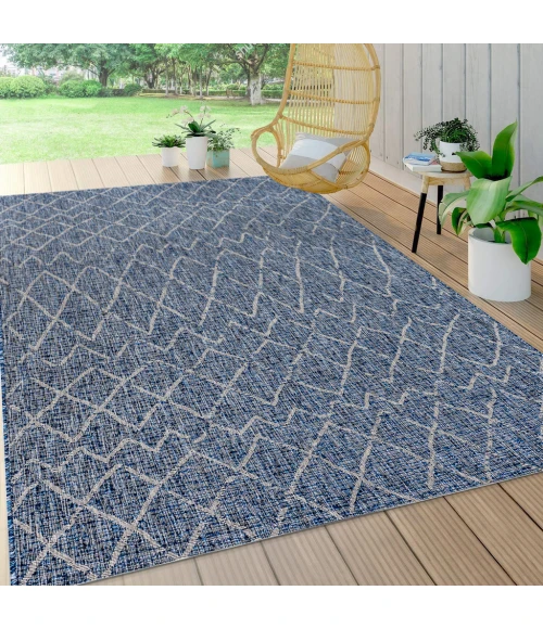 Madaba Moroccan Trellis Navy/Light Gray 3 ft. x 5 ft. Indoor/Outdoor Area Rug