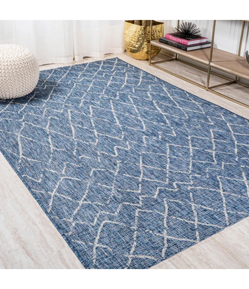 Madaba Moroccan Trellis Navy/Light Gray 3 ft. x 5 ft. Indoor/Outdoor Area Rug