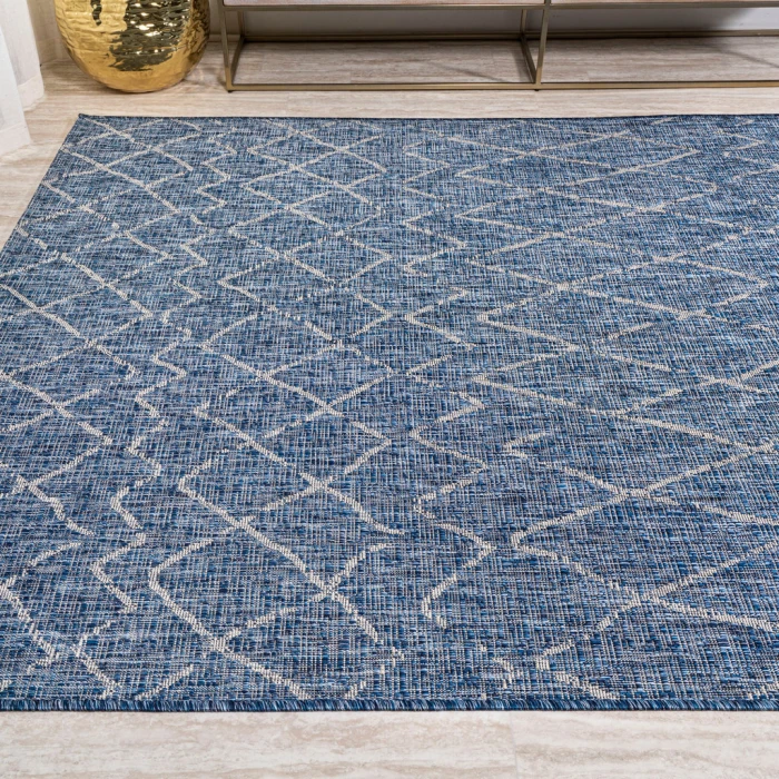 Madaba Moroccan Trellis Navy/Light Gray 3 ft. x 5 ft. Indoor/Outdoor Area Rug
