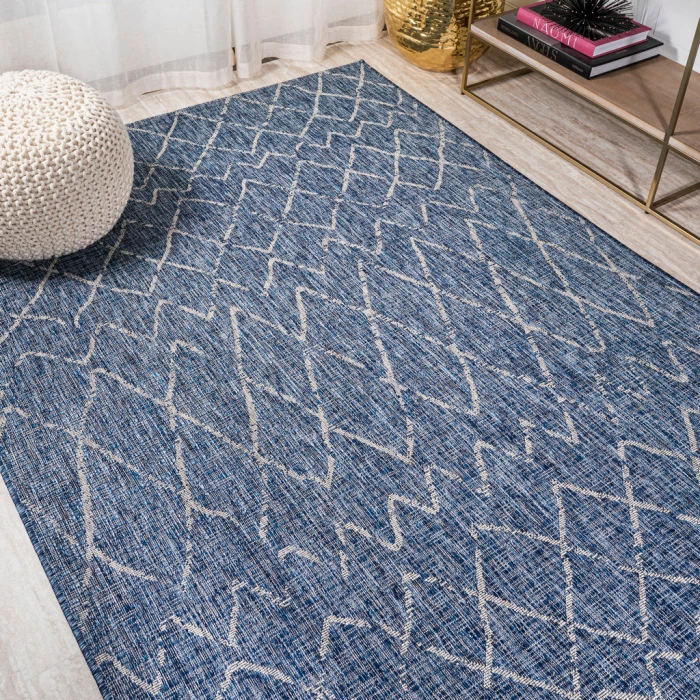 Madaba Moroccan Trellis Navy/Light Gray 3 ft. x 5 ft. Indoor/Outdoor Area Rug