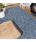 Madaba Moroccan Trellis Navy/Light Gray 3 ft. x 5 ft. Indoor/Outdoor Area Rug