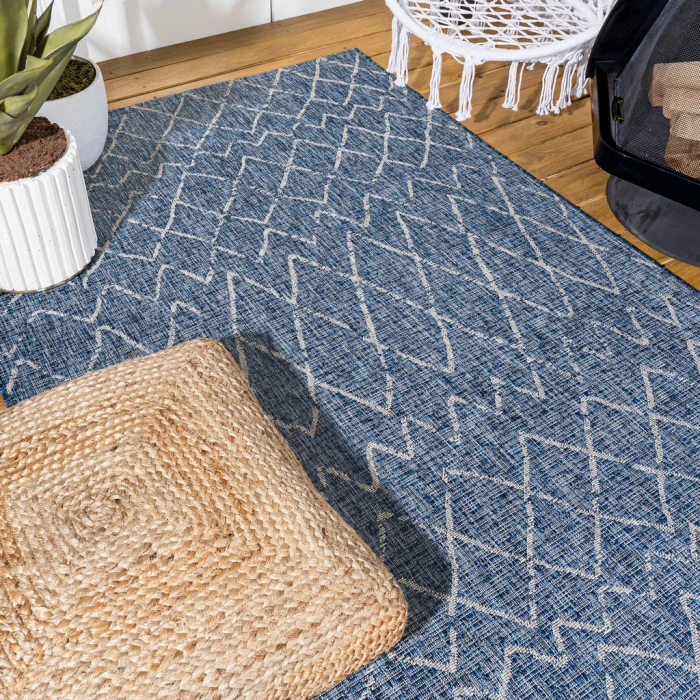 Madaba Moroccan Trellis Navy/Light Gray 3 ft. x 5 ft. Indoor/Outdoor Area Rug
