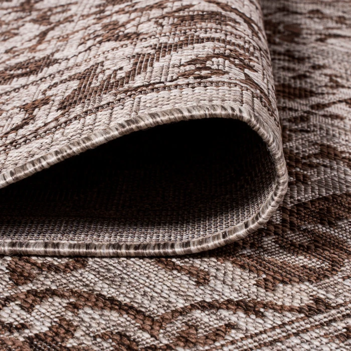 Jerash Ornate Medallion Brown/Beige 2 ft. x 8 ft. Indoor/Outdoor Runner Rug